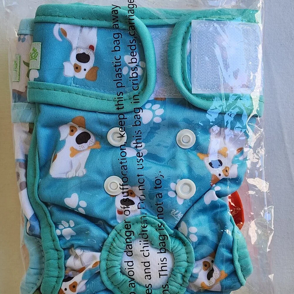 Wegreeco Female Dog Diapers Small (3) Pack Reusable Animal Prints NEW